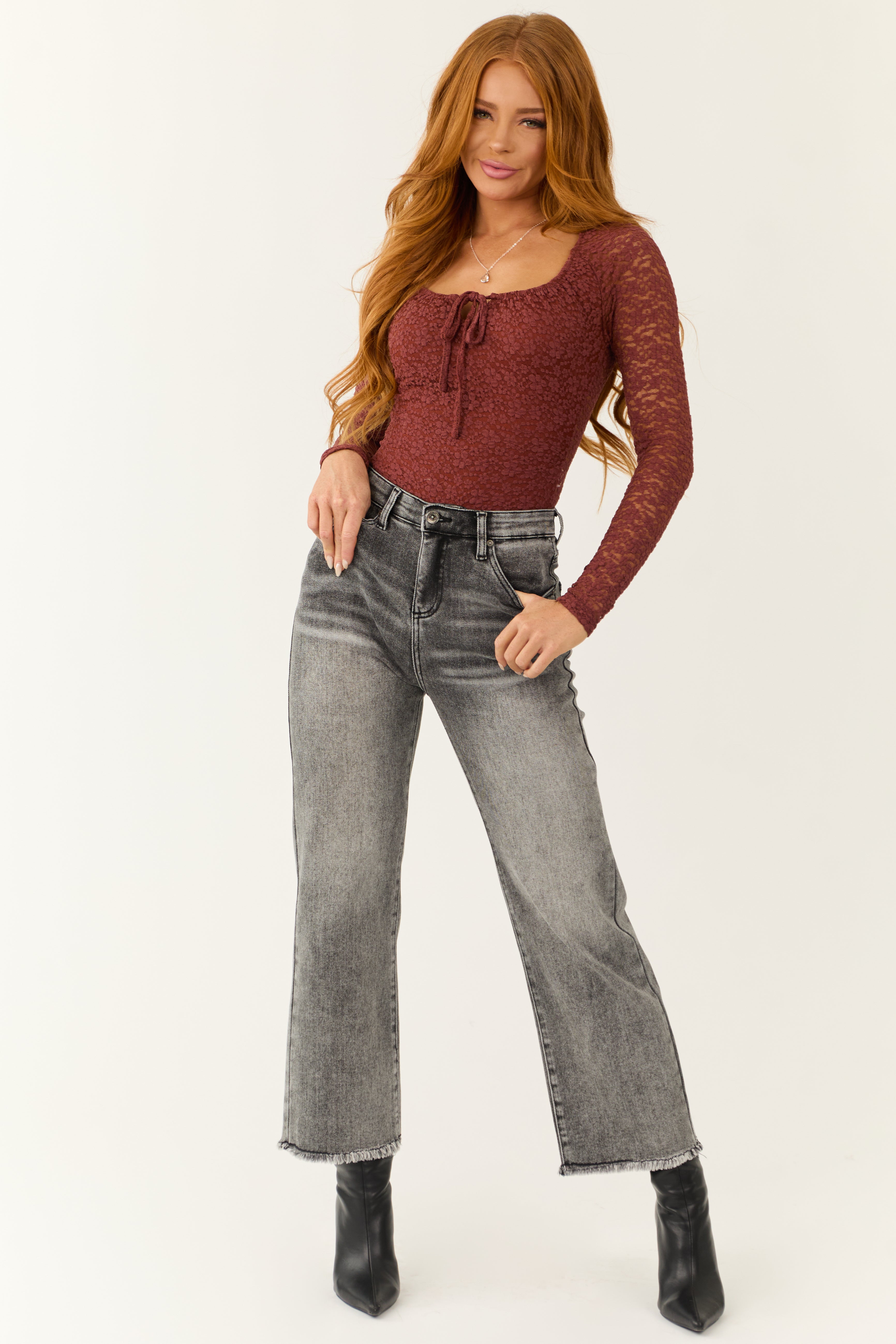 Special A Black Wash Tummy Control Wide Jeans