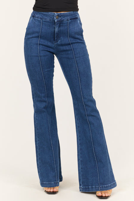 Special A Dark Wash High Rise Front Seam Flare Jeans