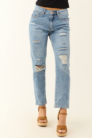 Special A Distressed Medium Wash Straight Jeans