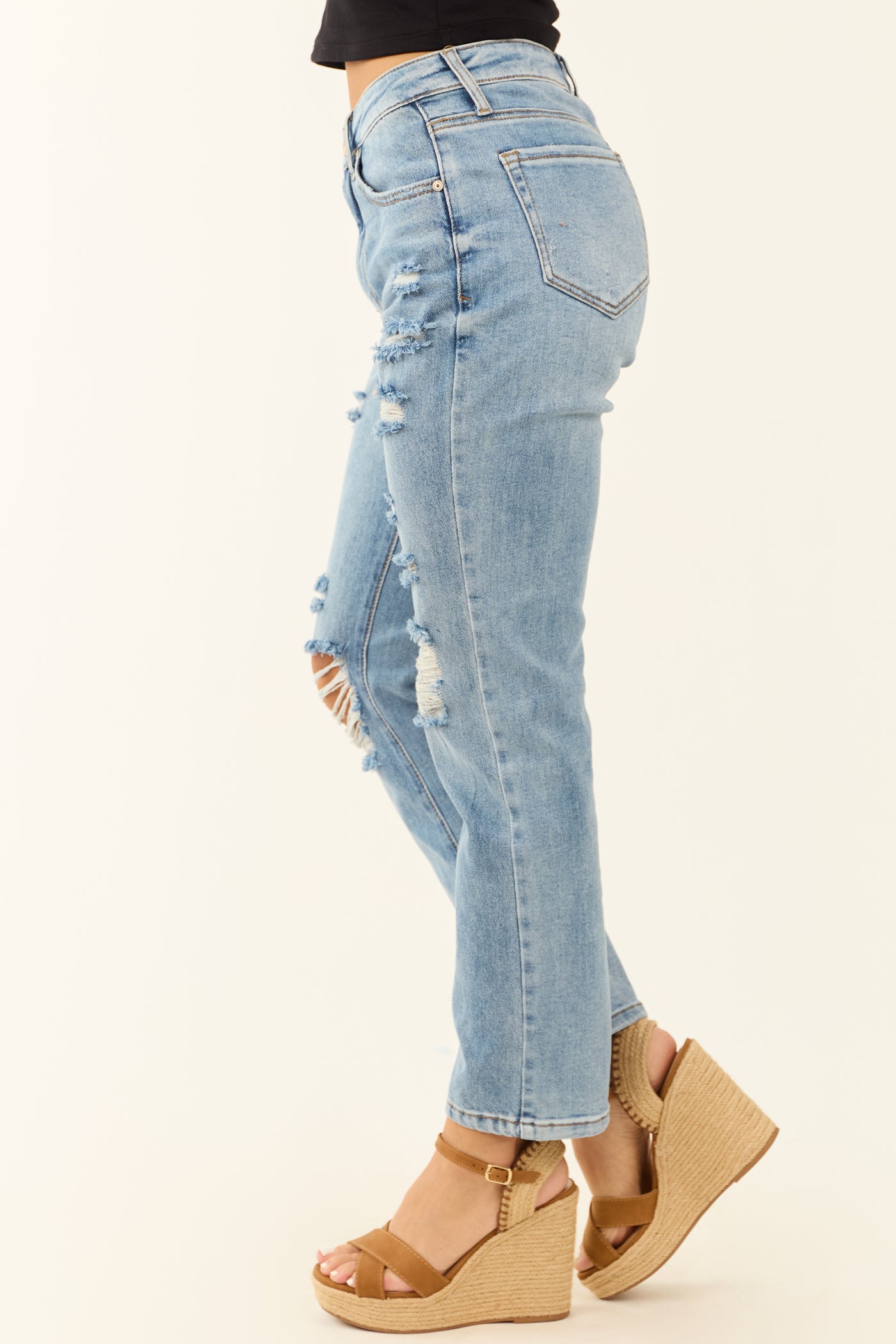 Special A Distressed Medium Wash Straight Jeans