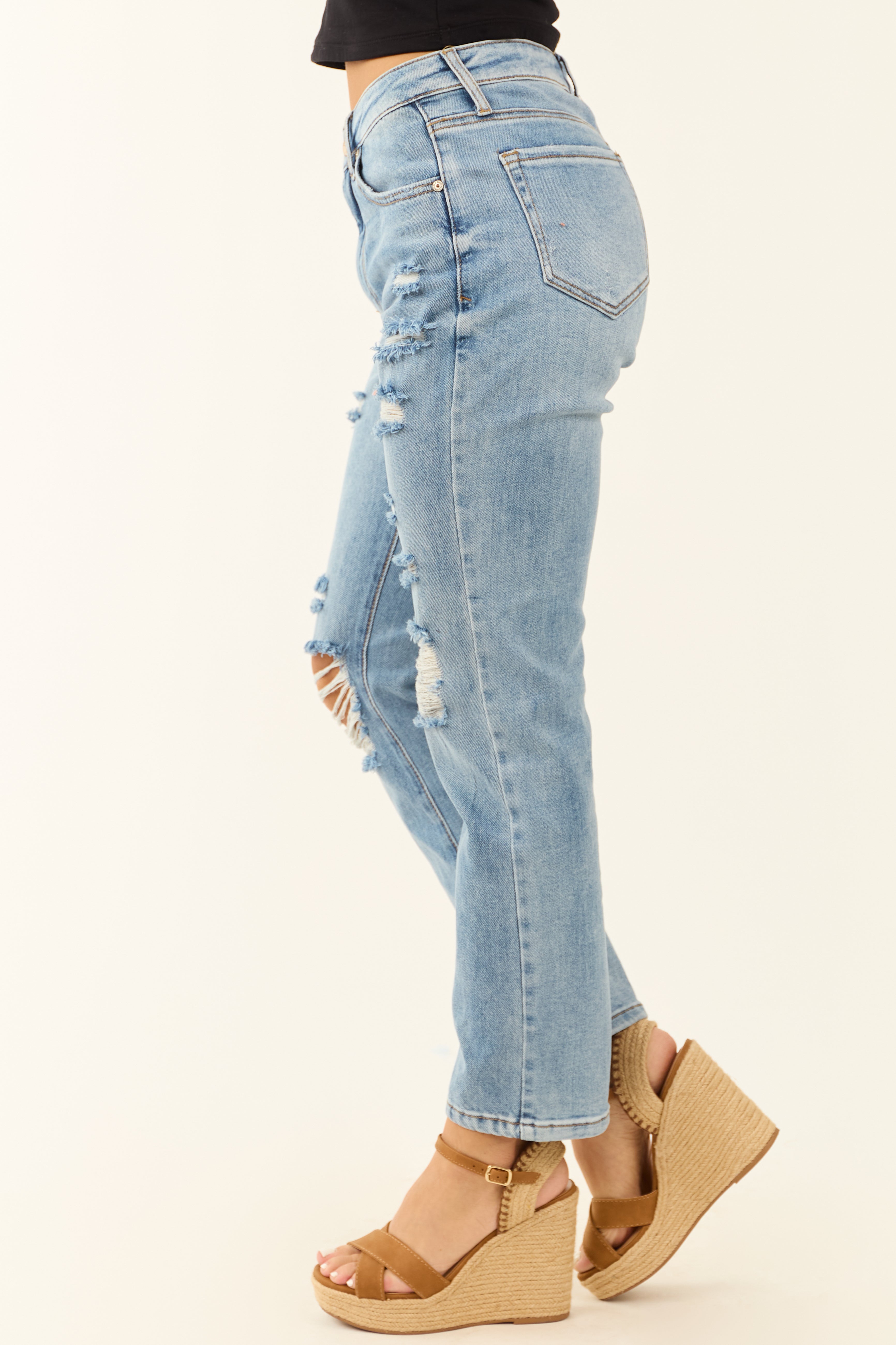 Special A Distressed Medium Wash Straight Jeans