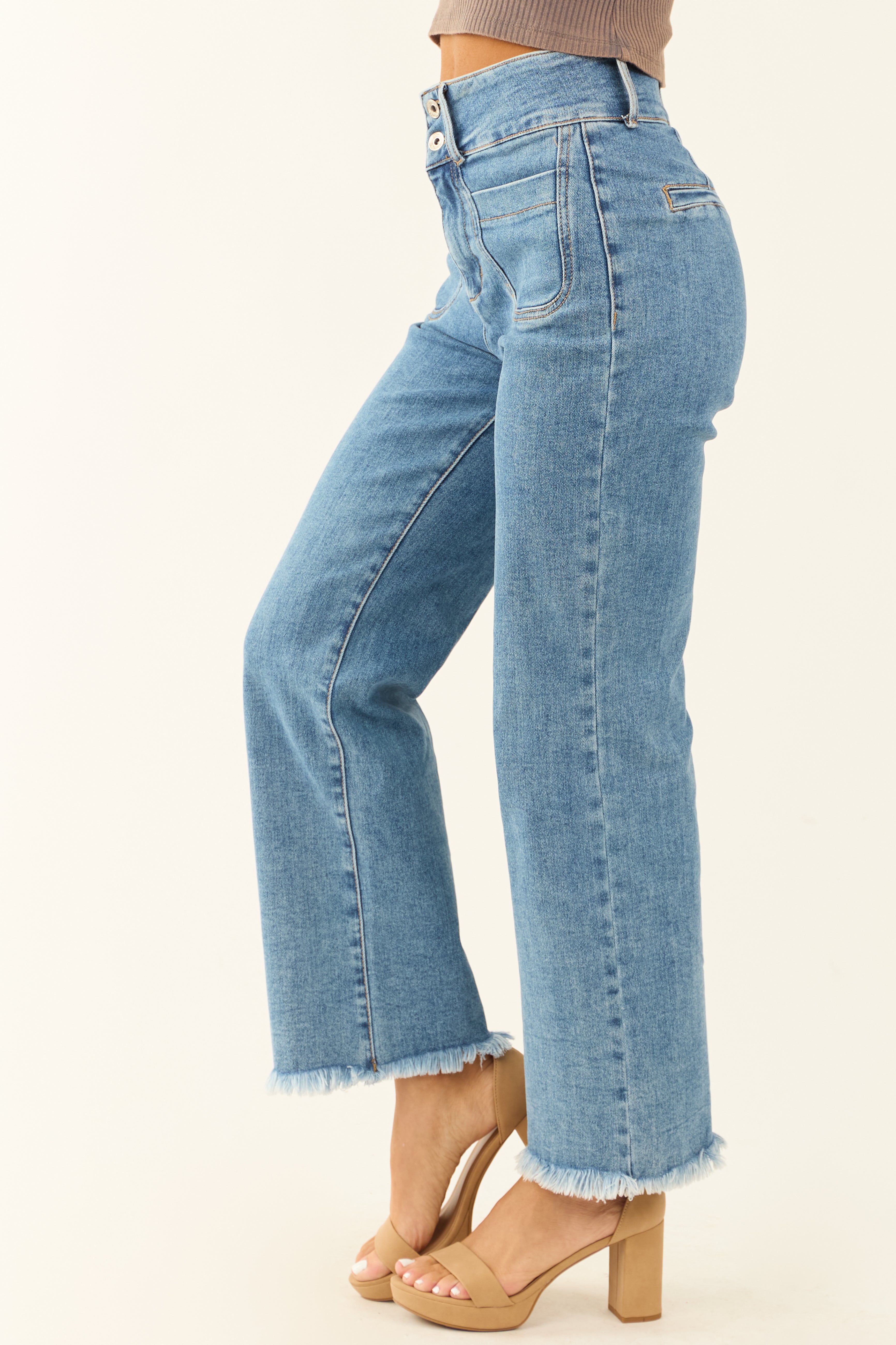 Special A High Rise Medium Wash Bootcut Ankle Jeans