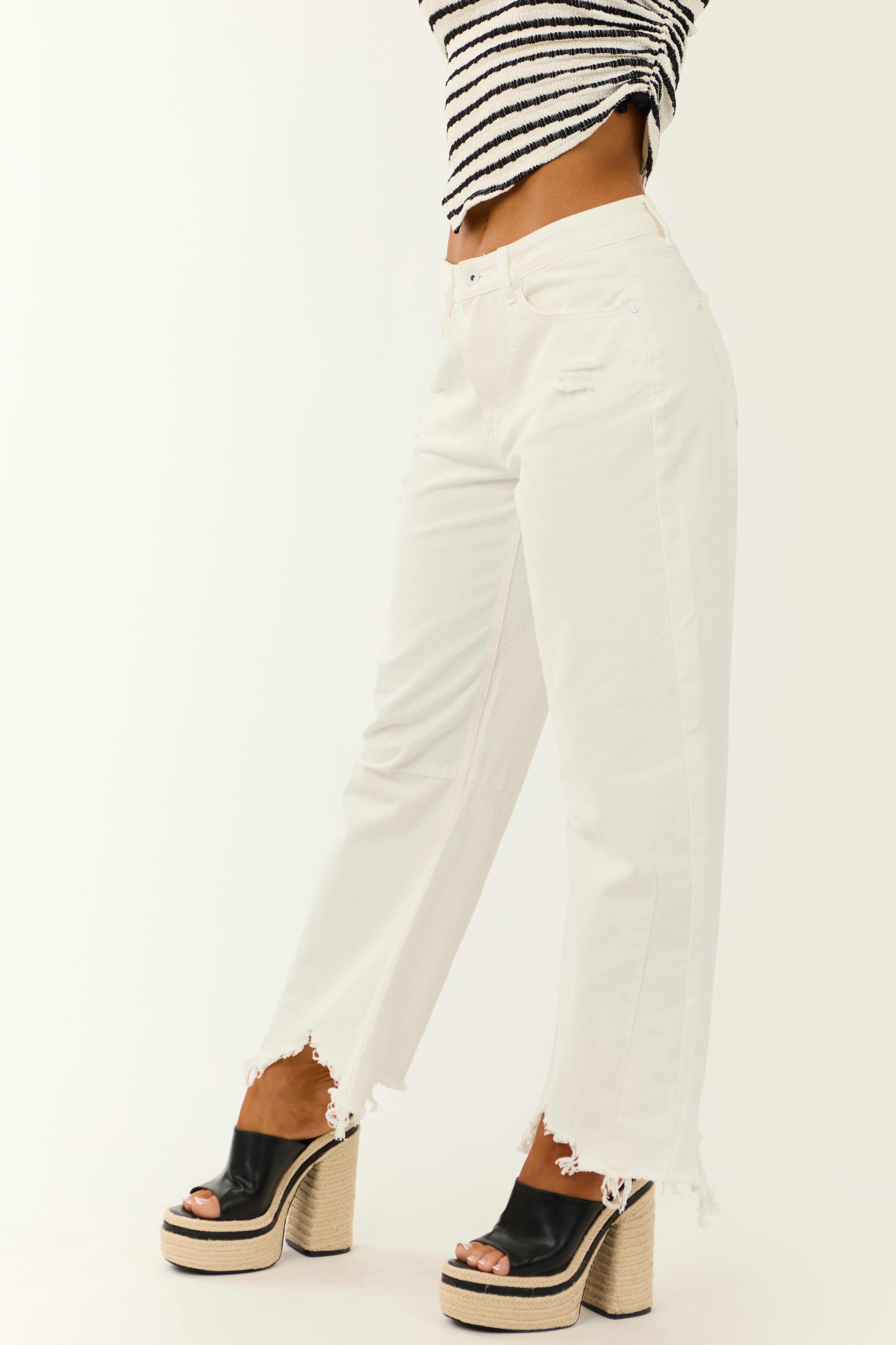 Special A Ivory High Rise Barrel Jeans