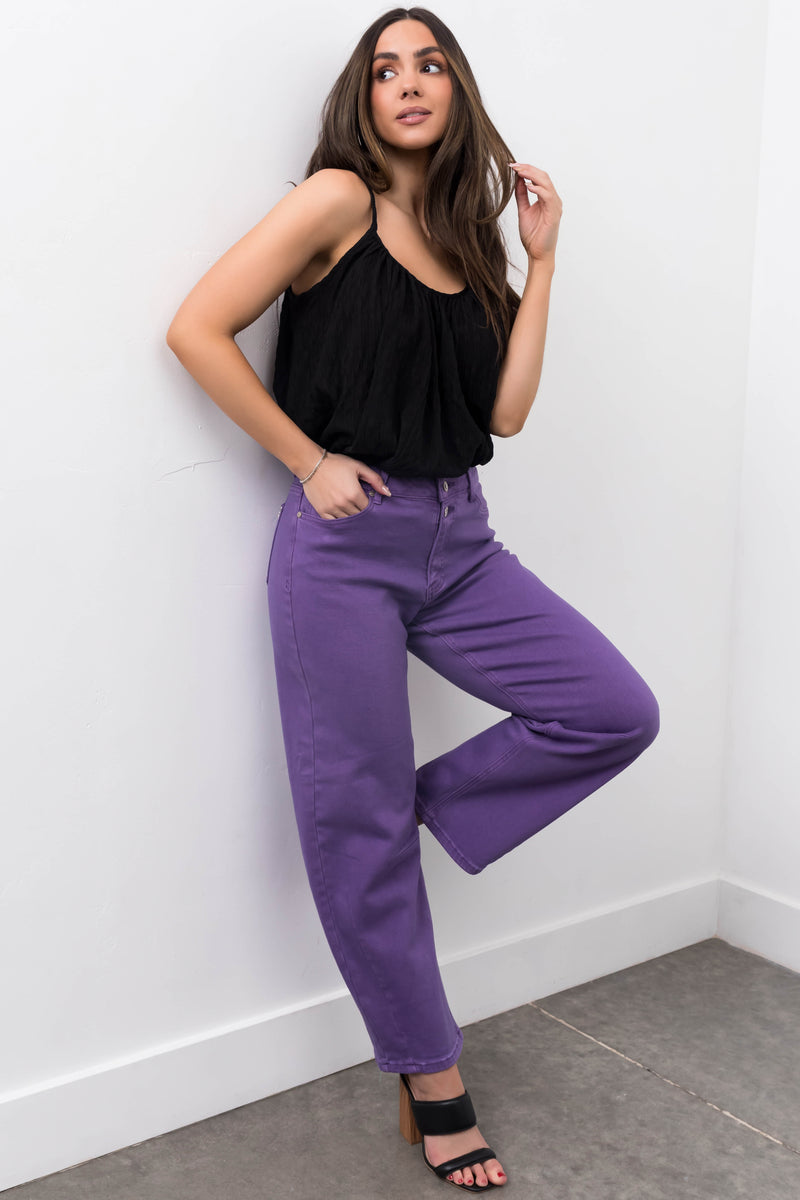 Special A Lavender Wide Leg Barrel Jeans