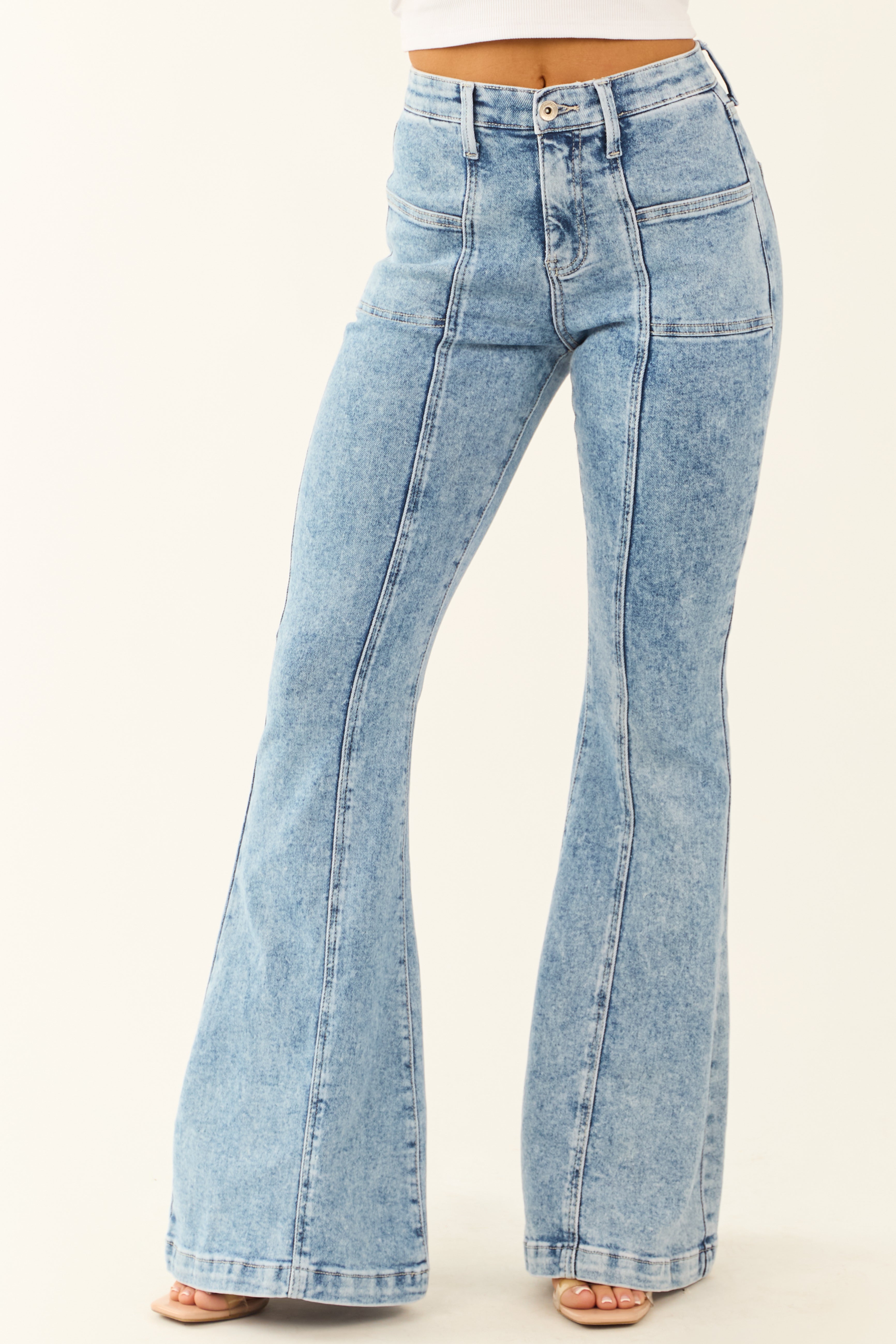 Special A Light Wash Flare Tummy Control Jeans