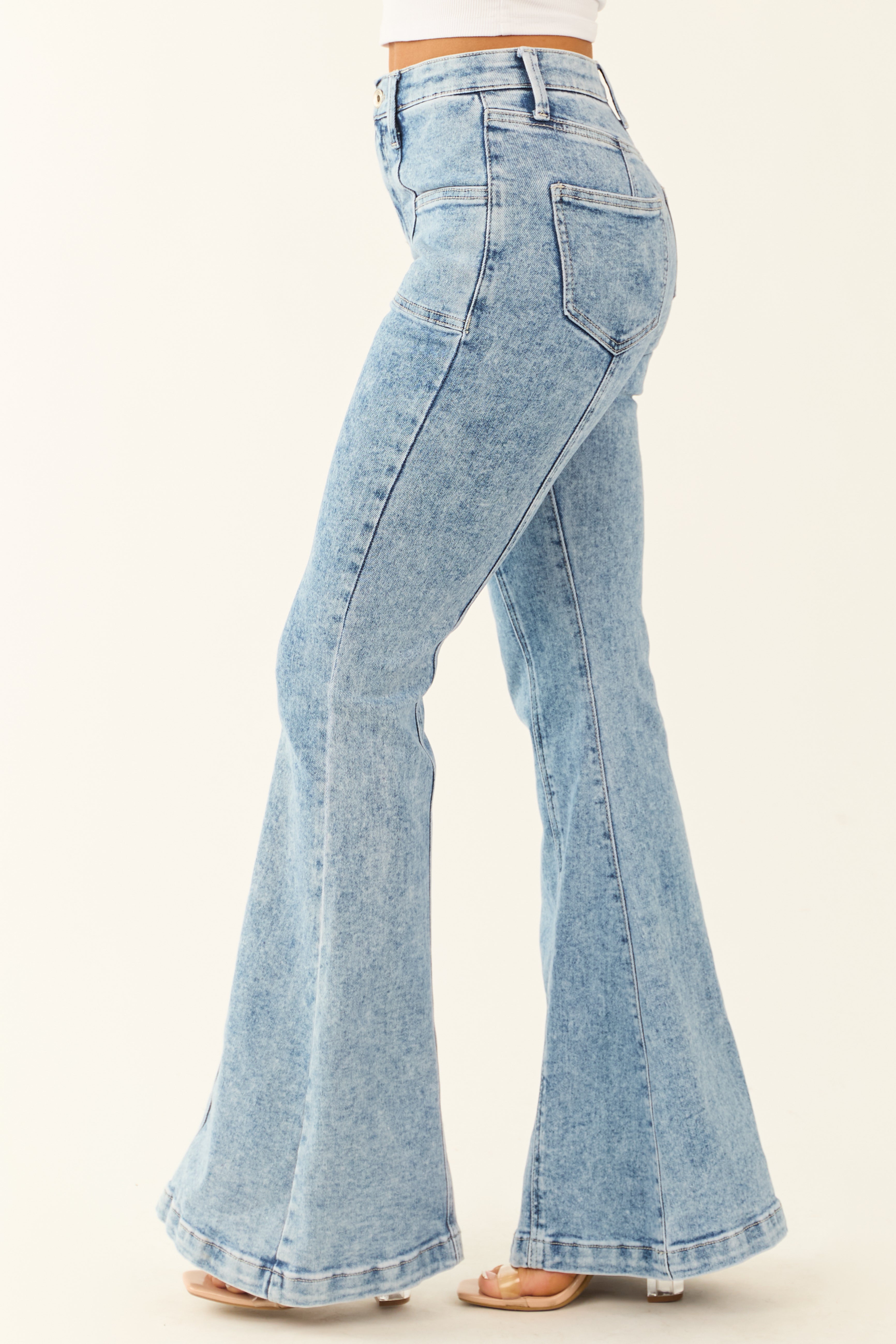 Special A Light Wash Flare Tummy Control Jeans