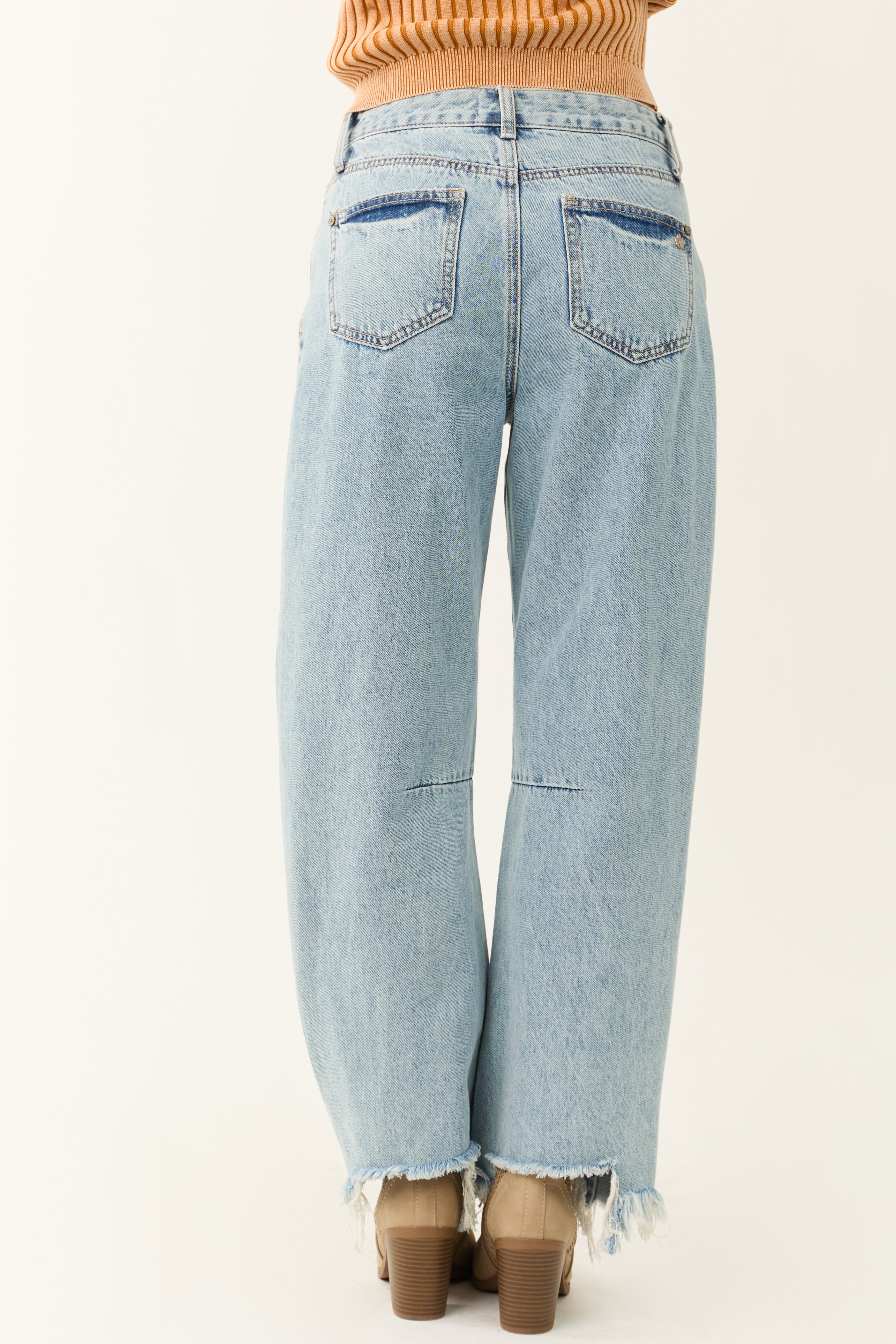 Special A Light Wash High Rise Barrel Jeans