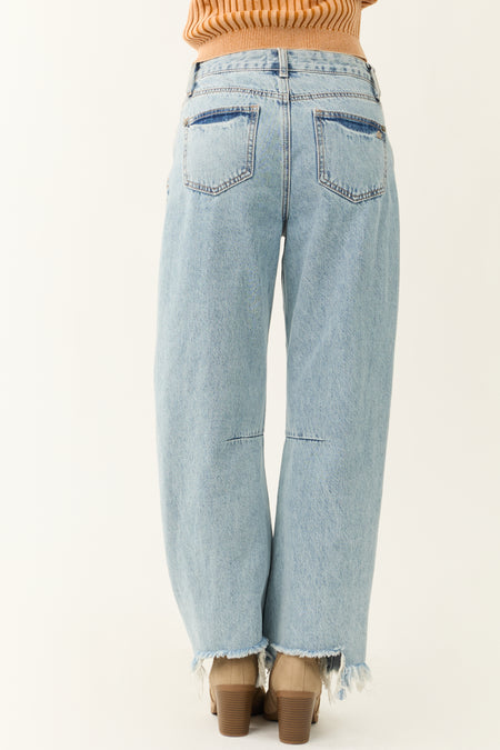 Special A Light Wash High Rise Barrel Jeans