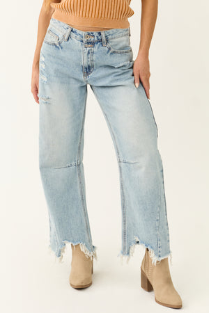 Special A Light Wash High Rise Barrel Jeans