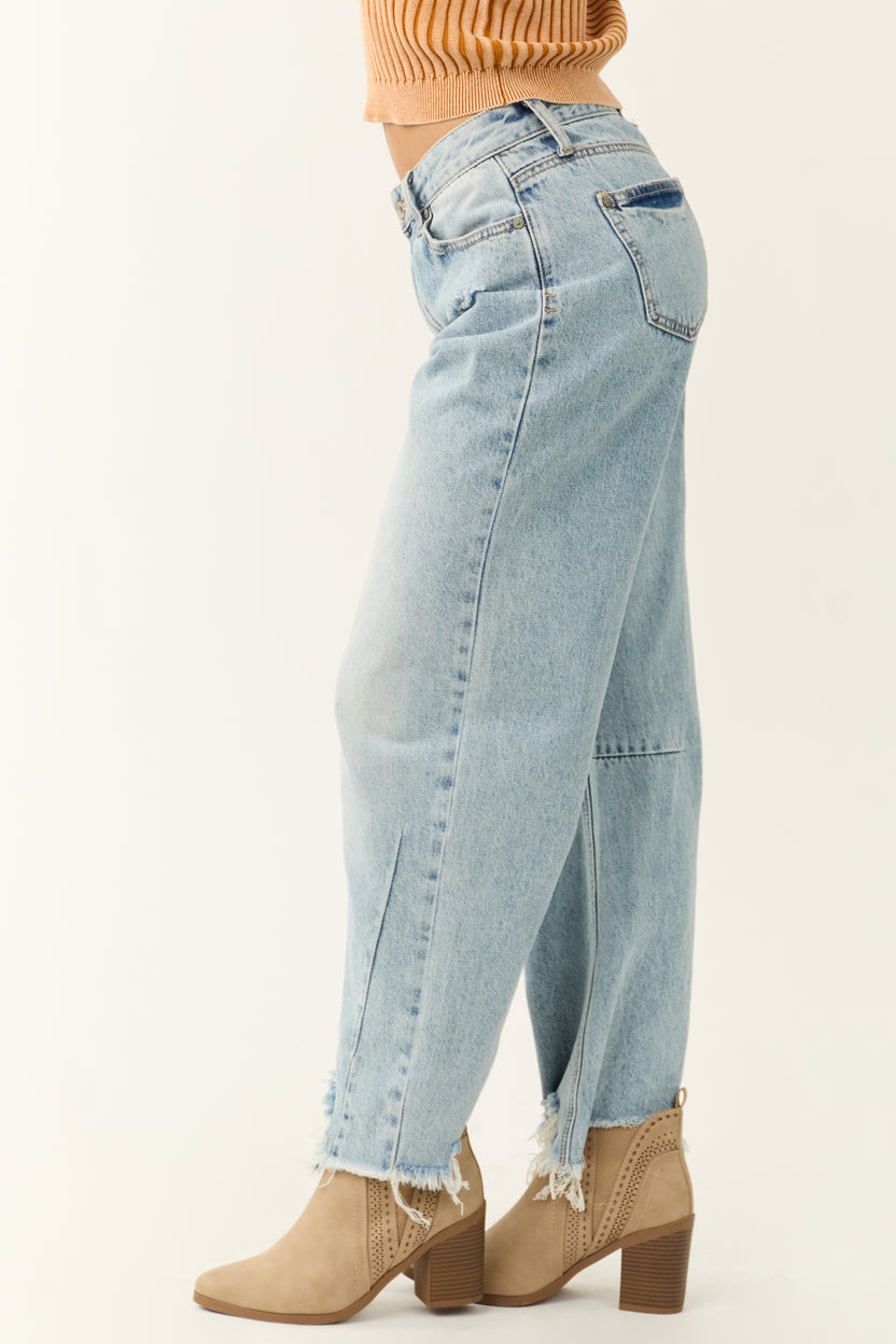 Special A Light Wash High Rise Barrel Jeans