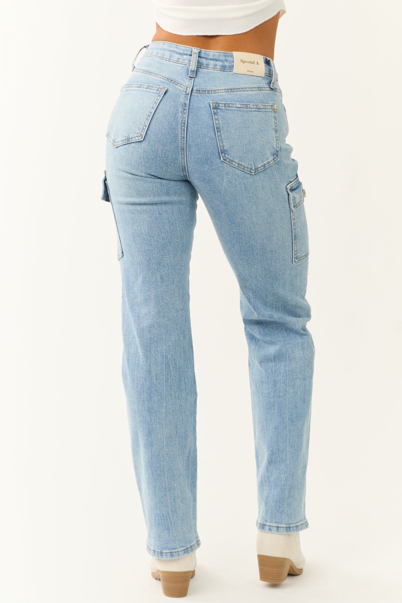 Special A Medium Wash Cargo Jeans