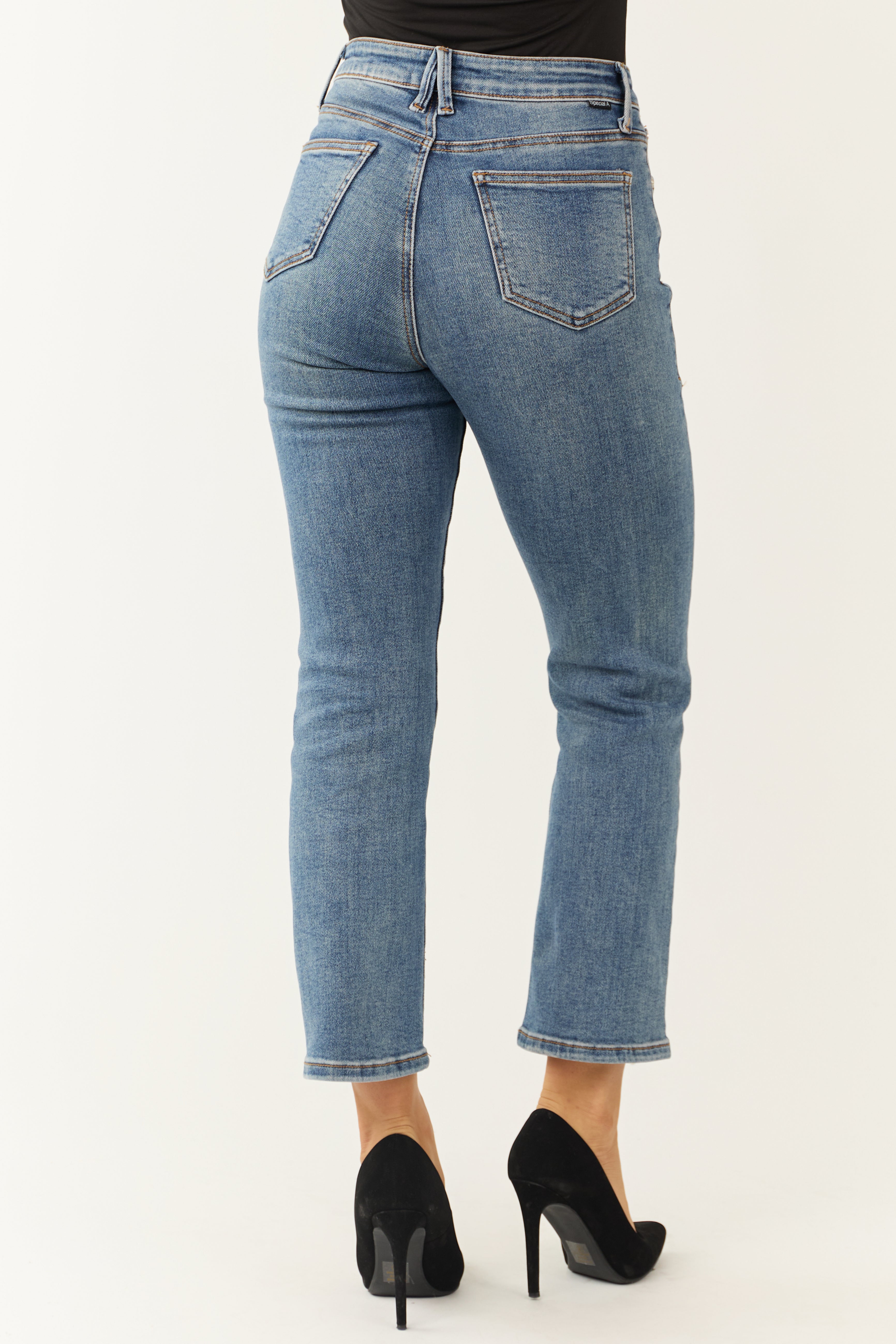 Special A Medium Wash Crossover Straight Leg Jeans