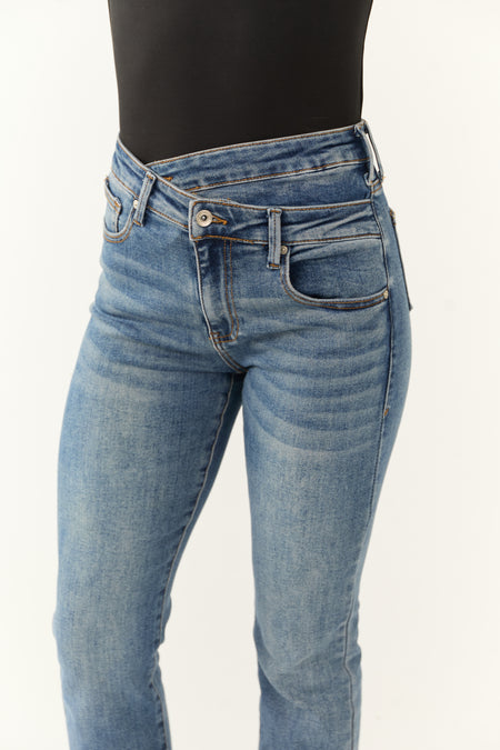 Special A Medium Wash Crossover Straight Leg Jeans