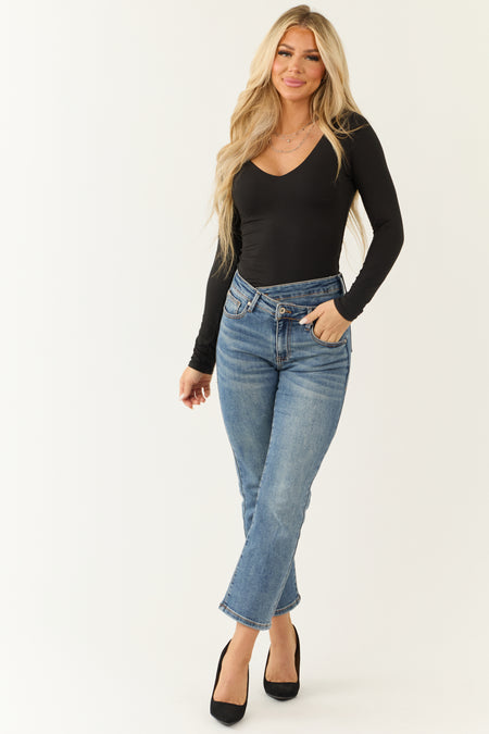 Special A Medium Wash Crossover Straight Leg Jeans