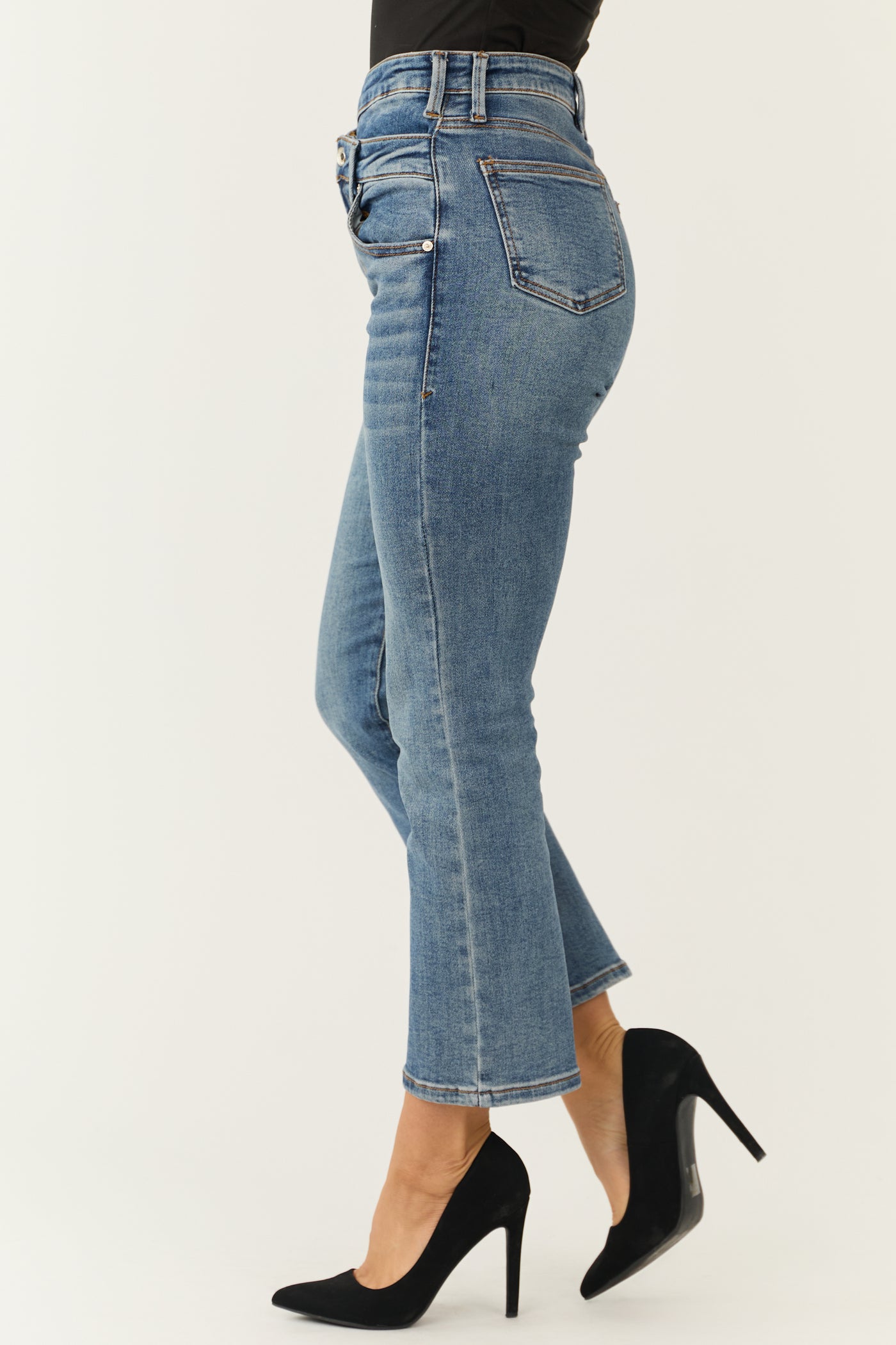 Special A Medium Wash Crossover Straight Leg Jeans