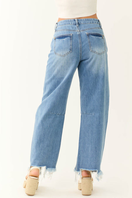 Special A Medium Wash High Rise Barrel Jeans