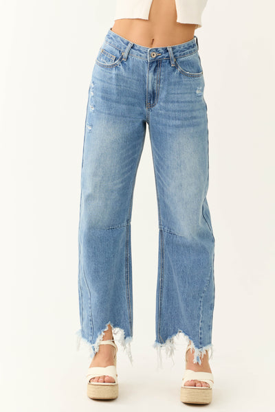 Special A Medium Wash High Rise Barrel Jeans