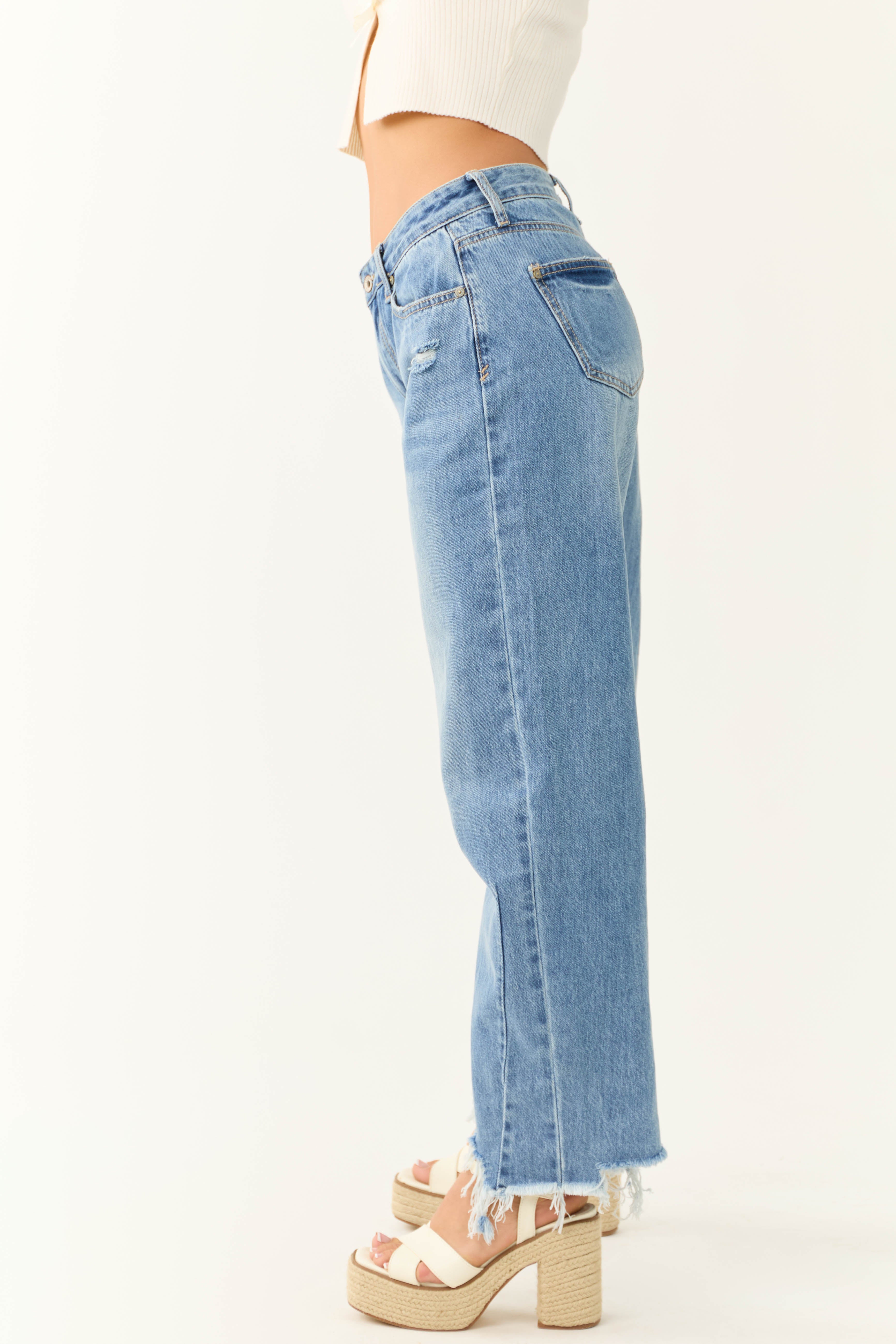 Special A Medium Wash High Rise Barrel Jeans