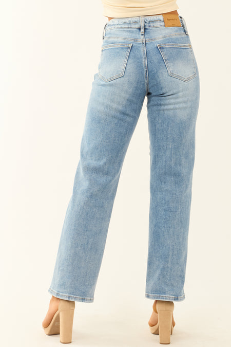 Special A Medium Wash Distressed Straight Leg Jeans