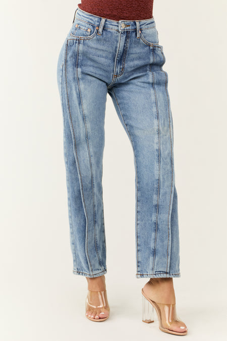 Special A Medium Wash High Rise Straight Jeans