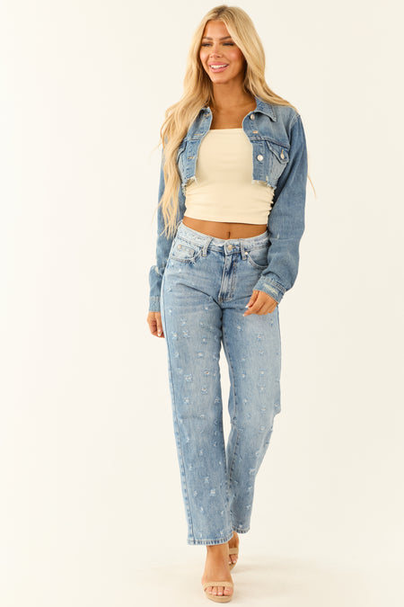 Special A Medium Wash Distressed Straight Leg Jeans