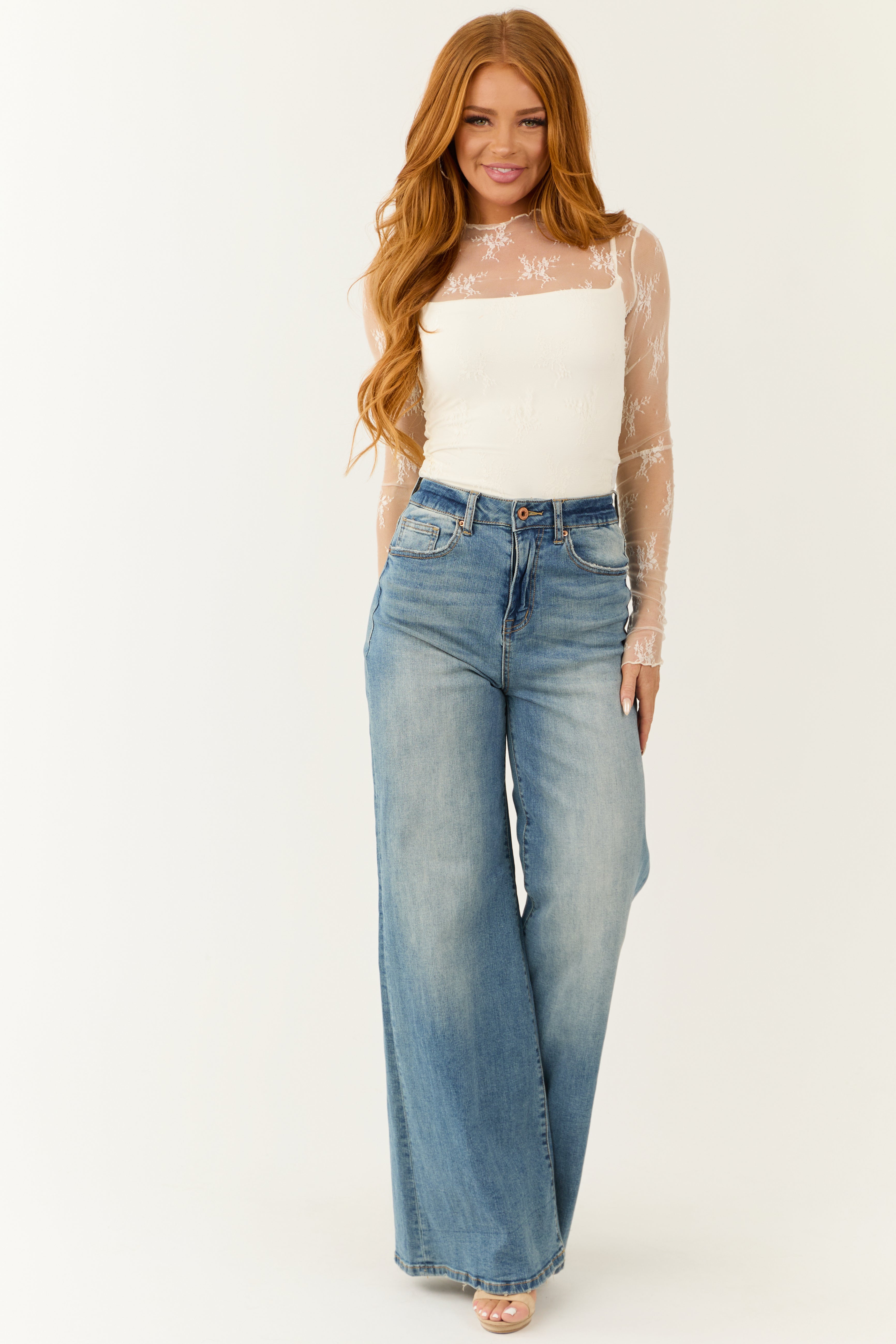 Special A Medium Wash High Rise Super Wide Leg Jeans