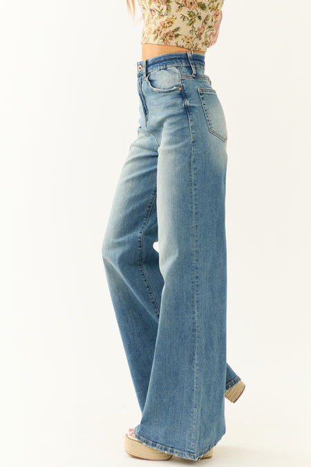 Special A Medium Wash High Rise Super Wide Leg Jeans