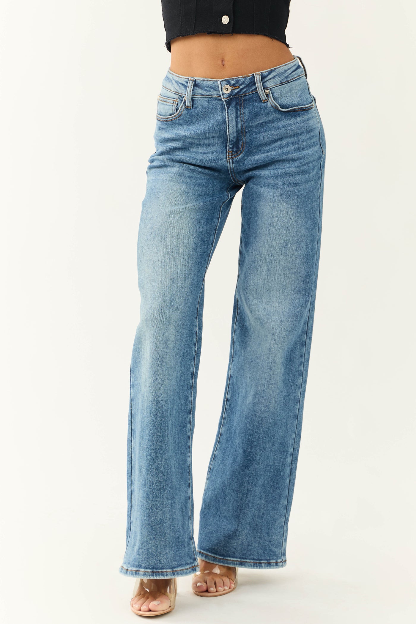 Special A Medium Wash High Rise Wide Leg Jeans