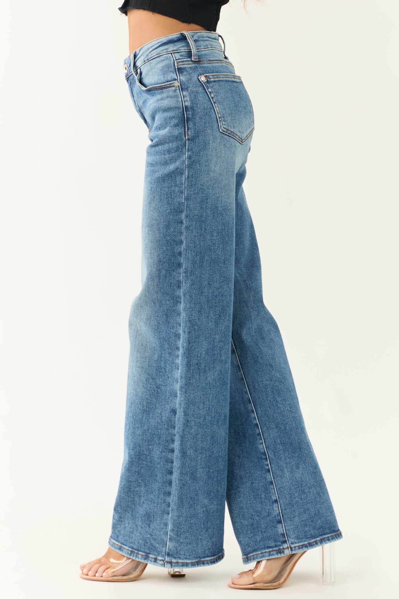 Special A Medium Wash High Rise Wide Leg Jeans