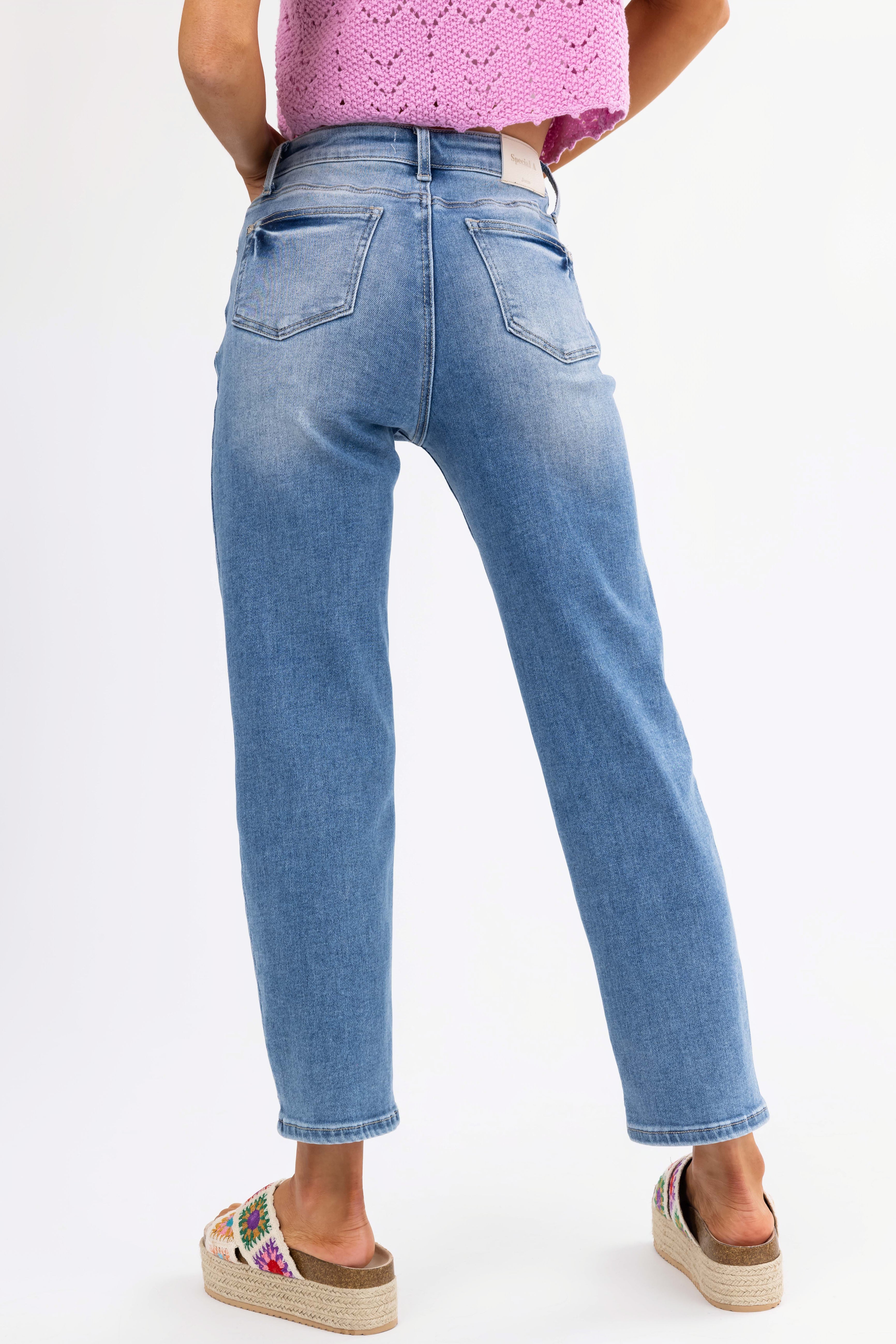 Special A Medium Wash Relaxed Mom Jeans