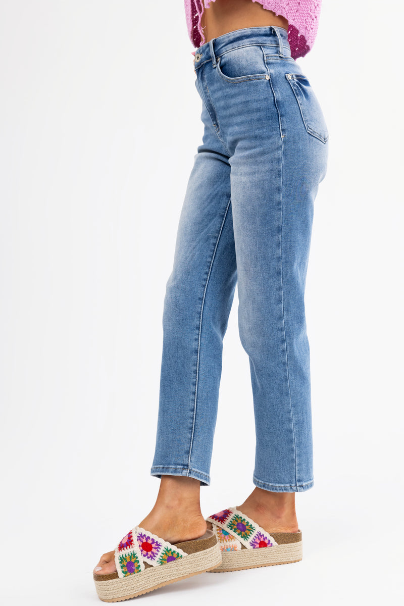 Special A Medium Wash Relaxed Mom Jeans