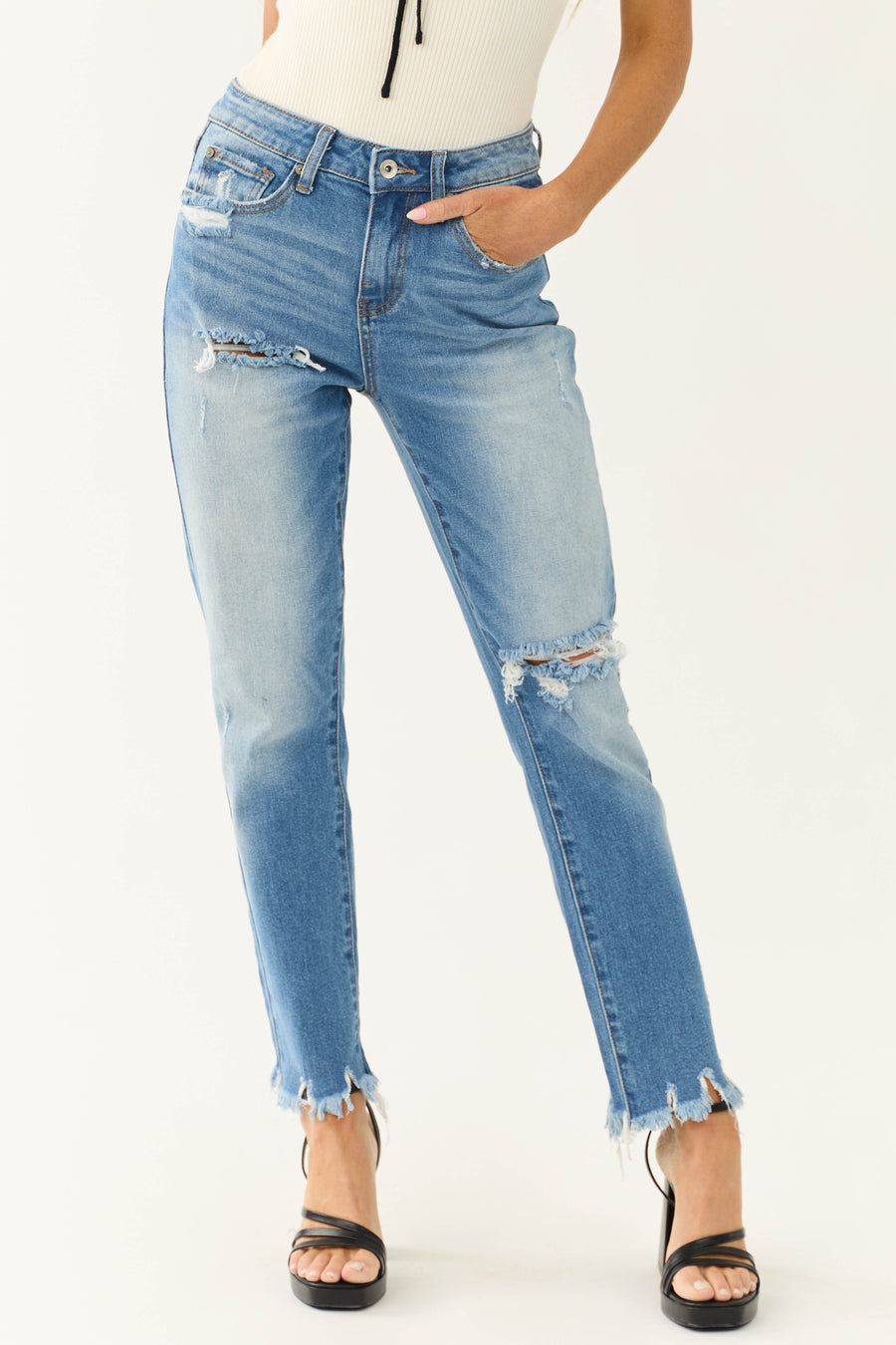 Special A Medium Wash Relaxed Skinny Jeans