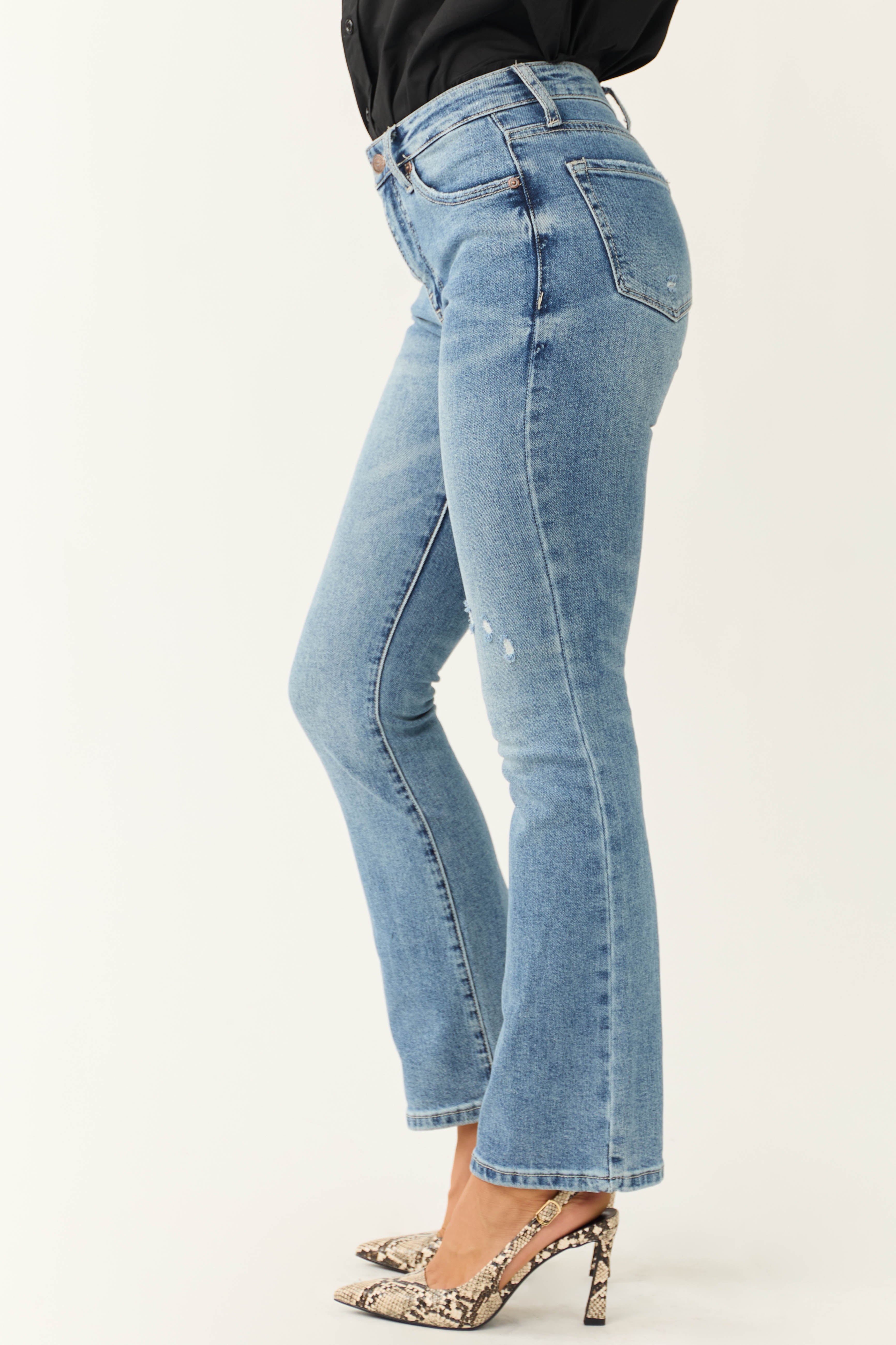 Special A Medium Wash Skinny Bootcut Jeans