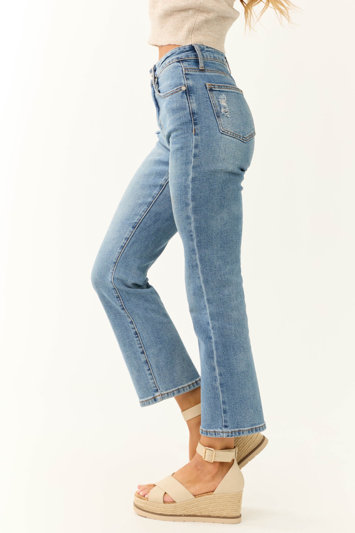 Special A Medium Wash Straight Leg Ankle Jeans