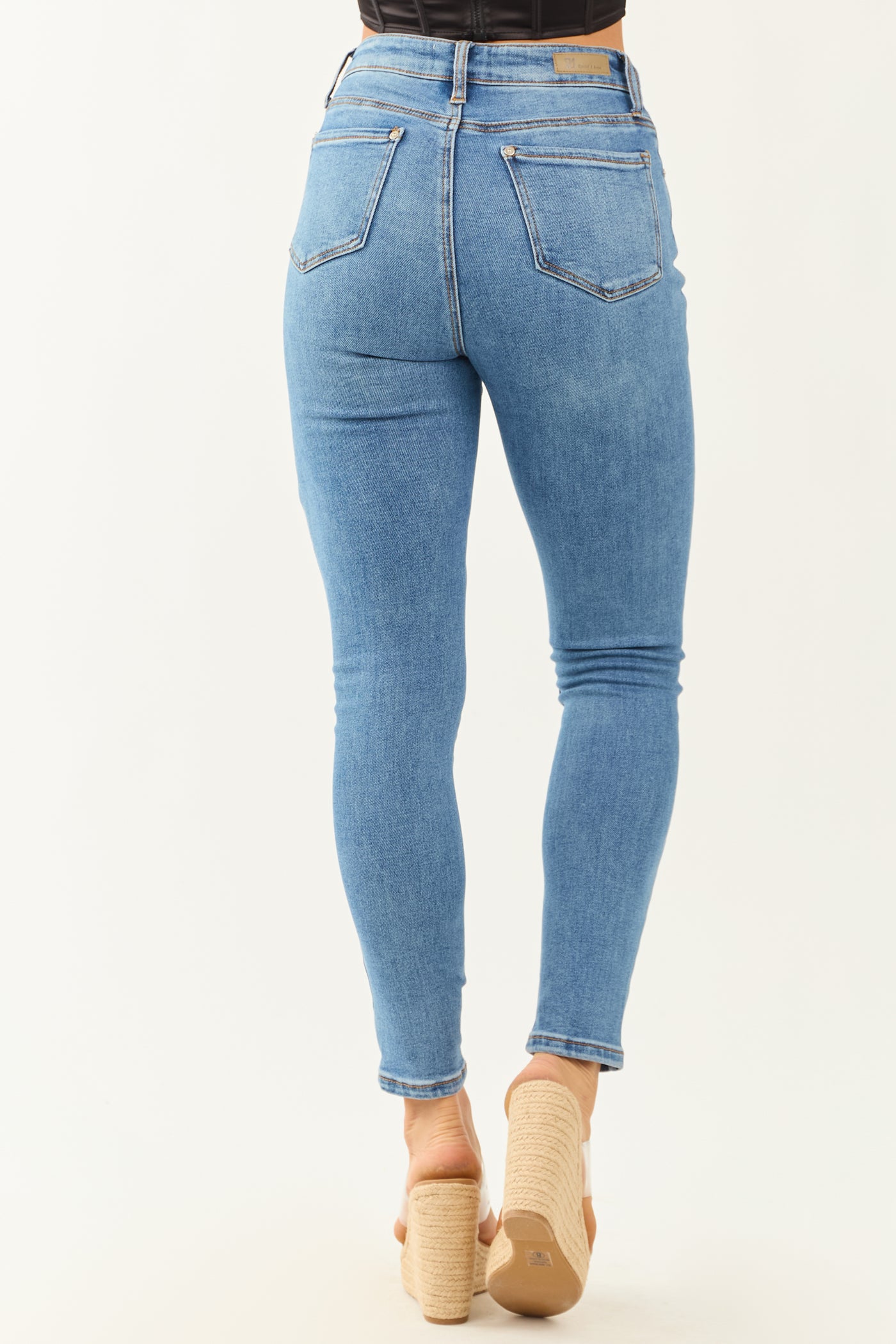 Special A Medium Wash Stretchy Skinny Ankle Jeans