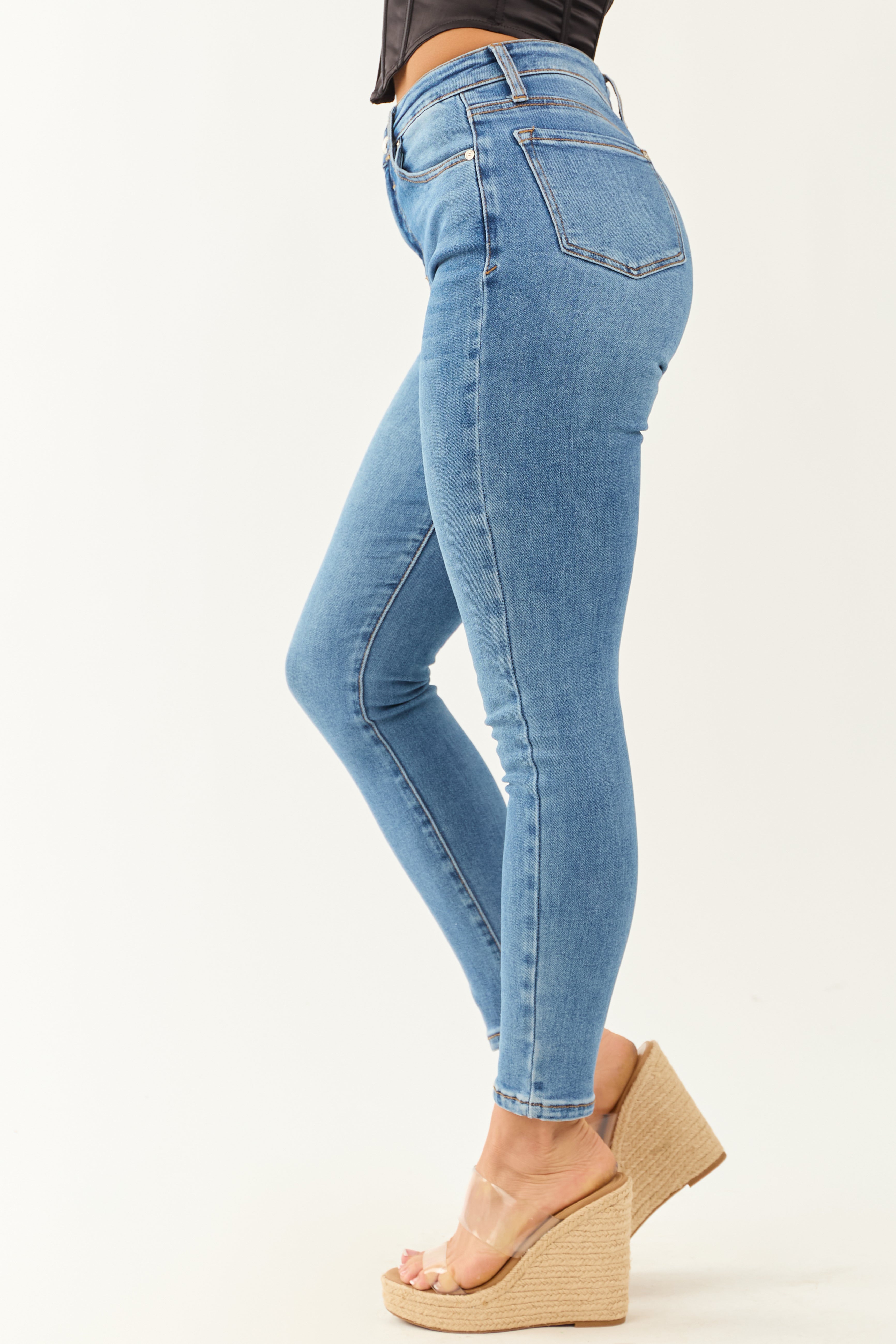 Special A Medium Wash Stretchy Skinny Ankle Jeans