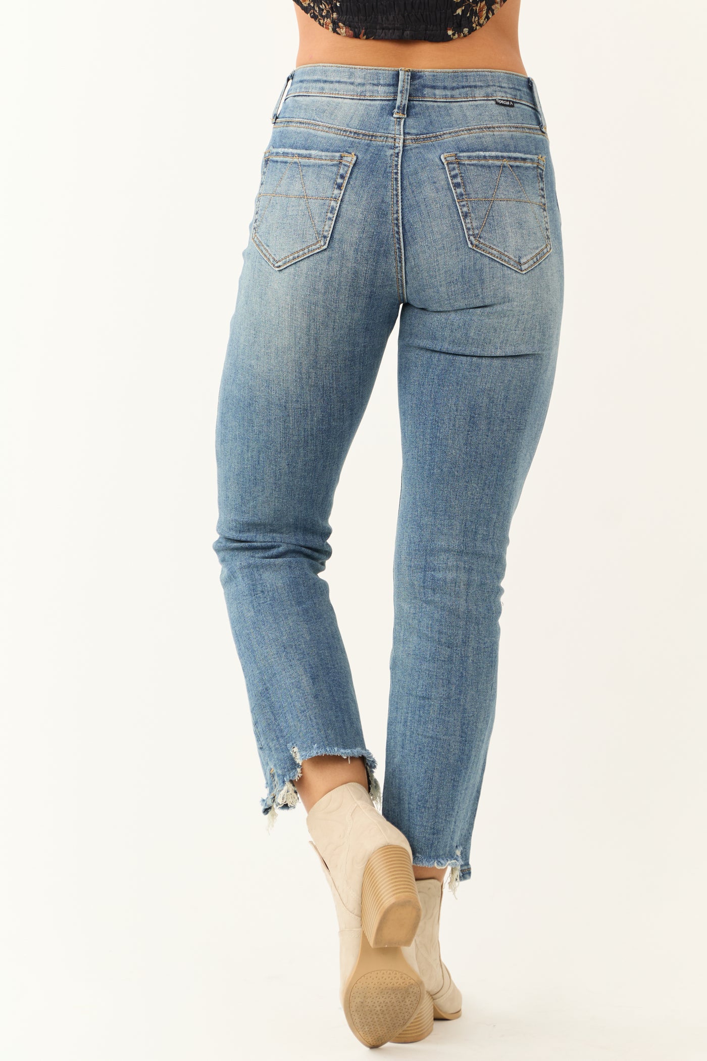 Special A Medium Wash Tummy Control Crop Jeans