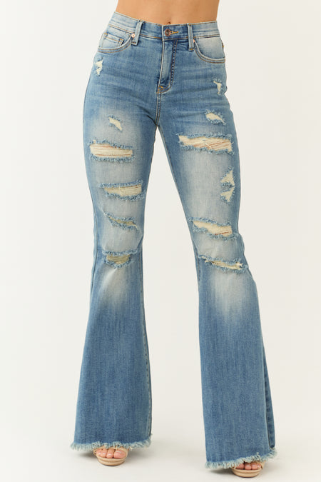 Special A Medium Wash Tummy Control Flare Jeans