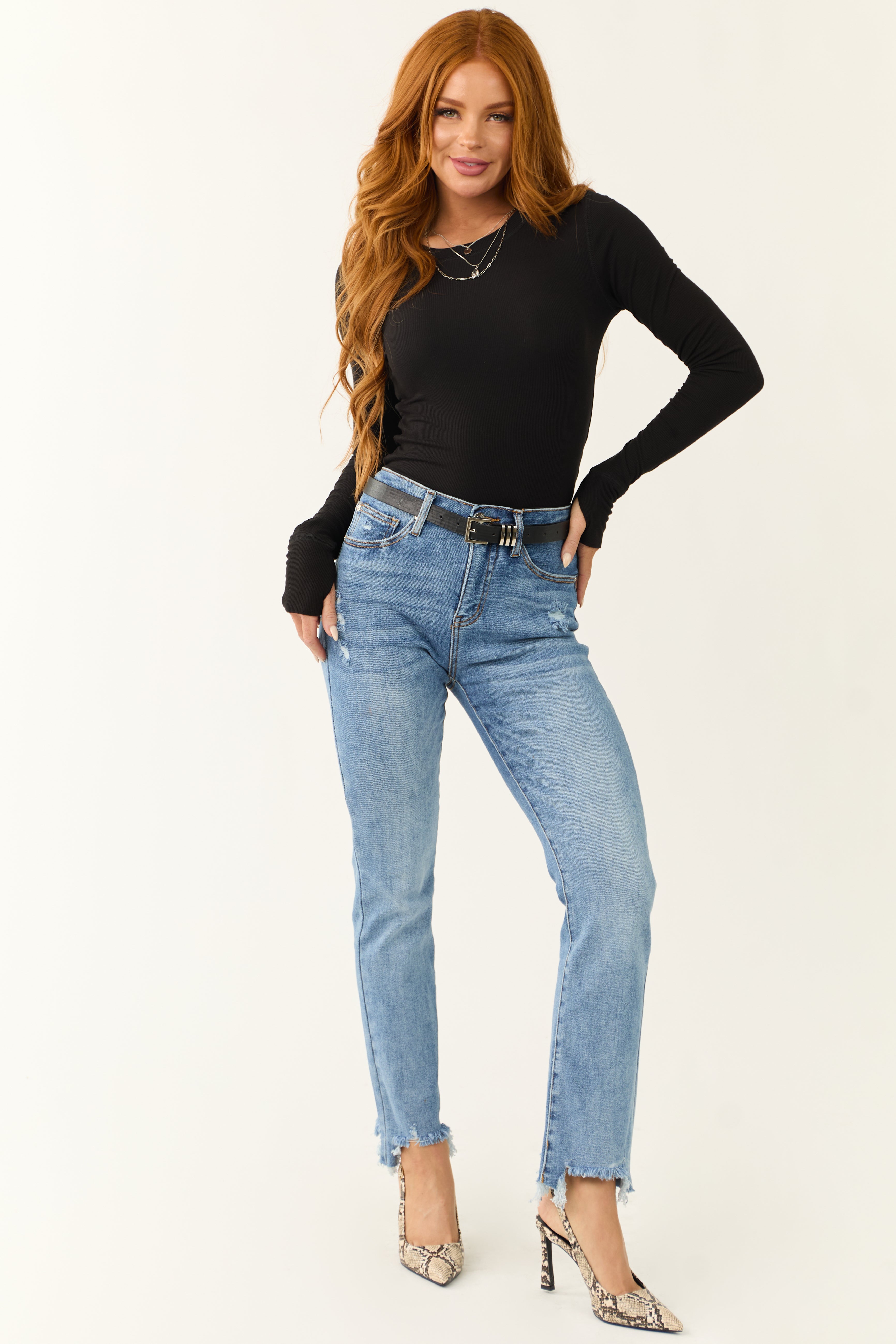 Special A Medium Wash Tummy Control Straight Jeans