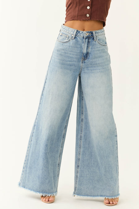 Special A Medium Wash Wide Leg Jeans