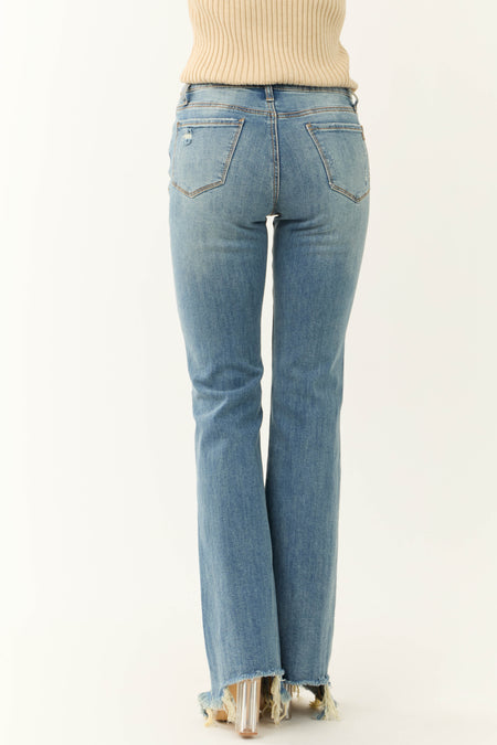 Special A Mid Rise Raw Hem Bootcut Jeans