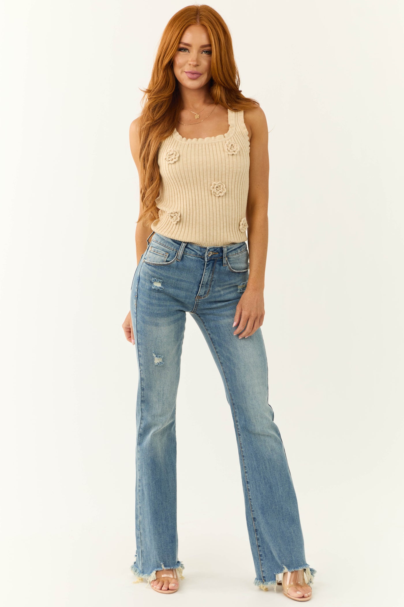 Special A Mid Rise Raw Hem Bootcut Jeans