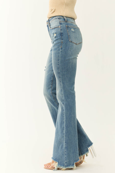 Special A Mid Rise Raw Hem Bootcut Jeans