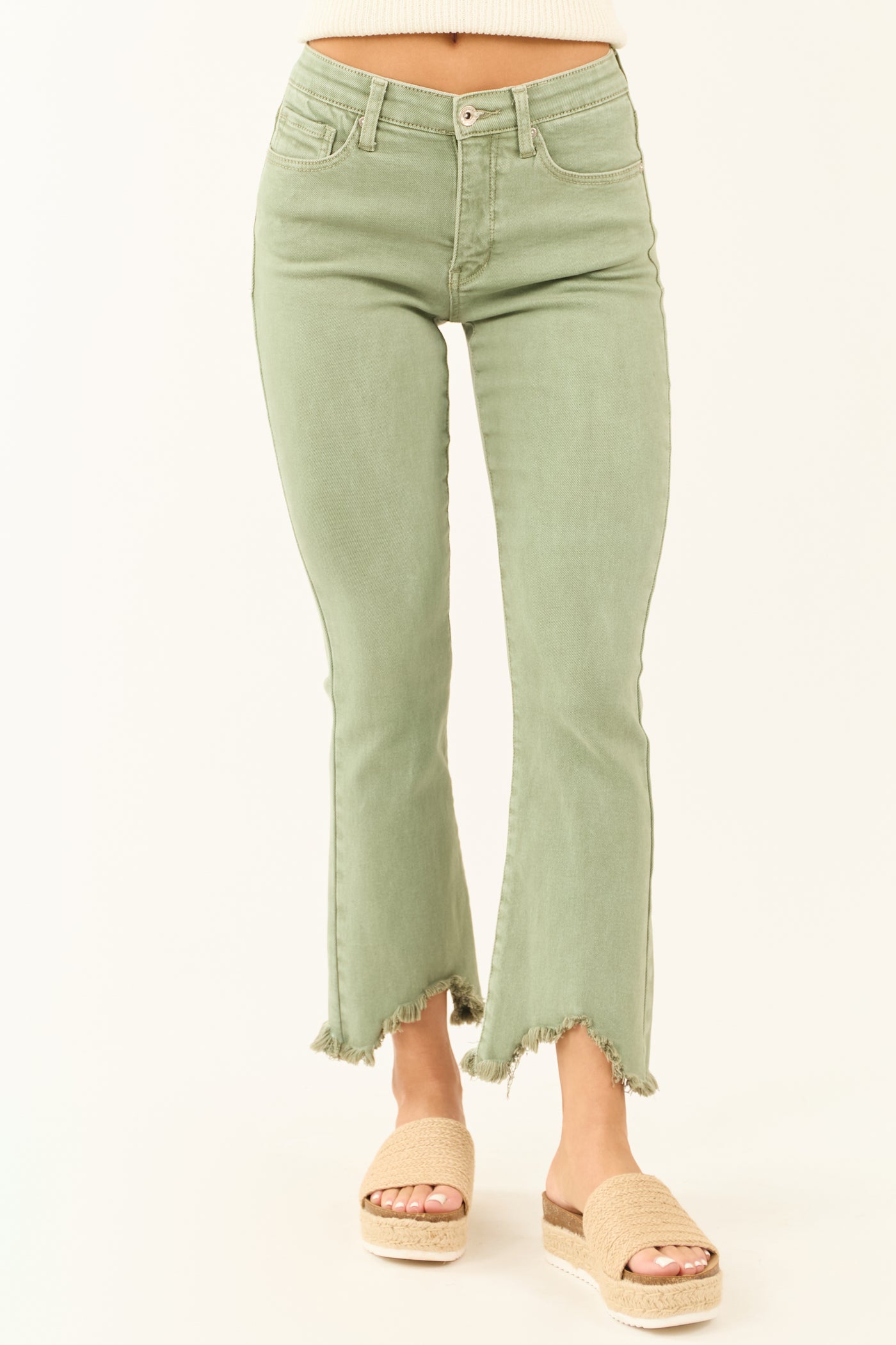 Special A Sage Tummy Control Kick Flare Crop Jeans