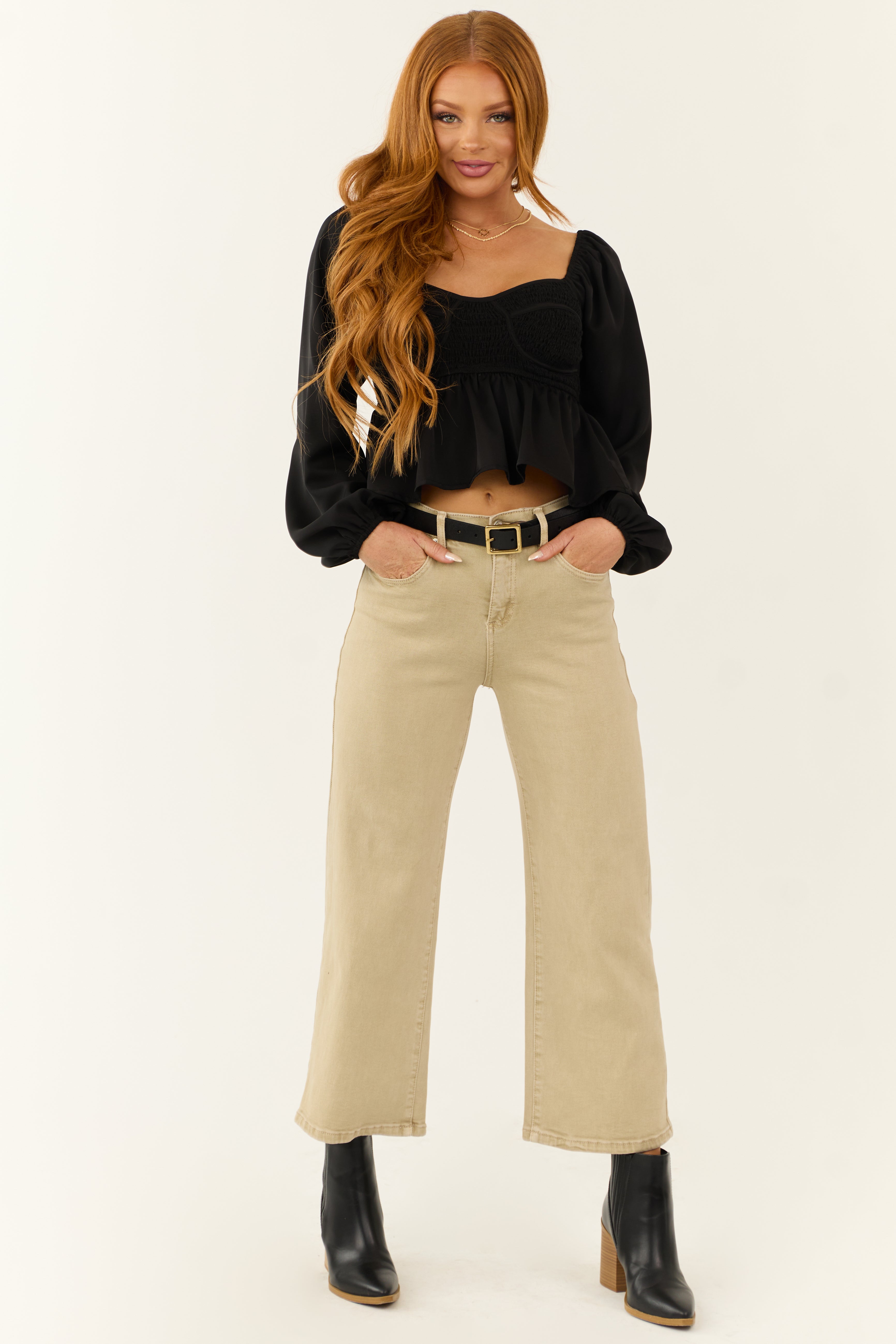 Special A Sand Tummy Control Wide Leg Jeans