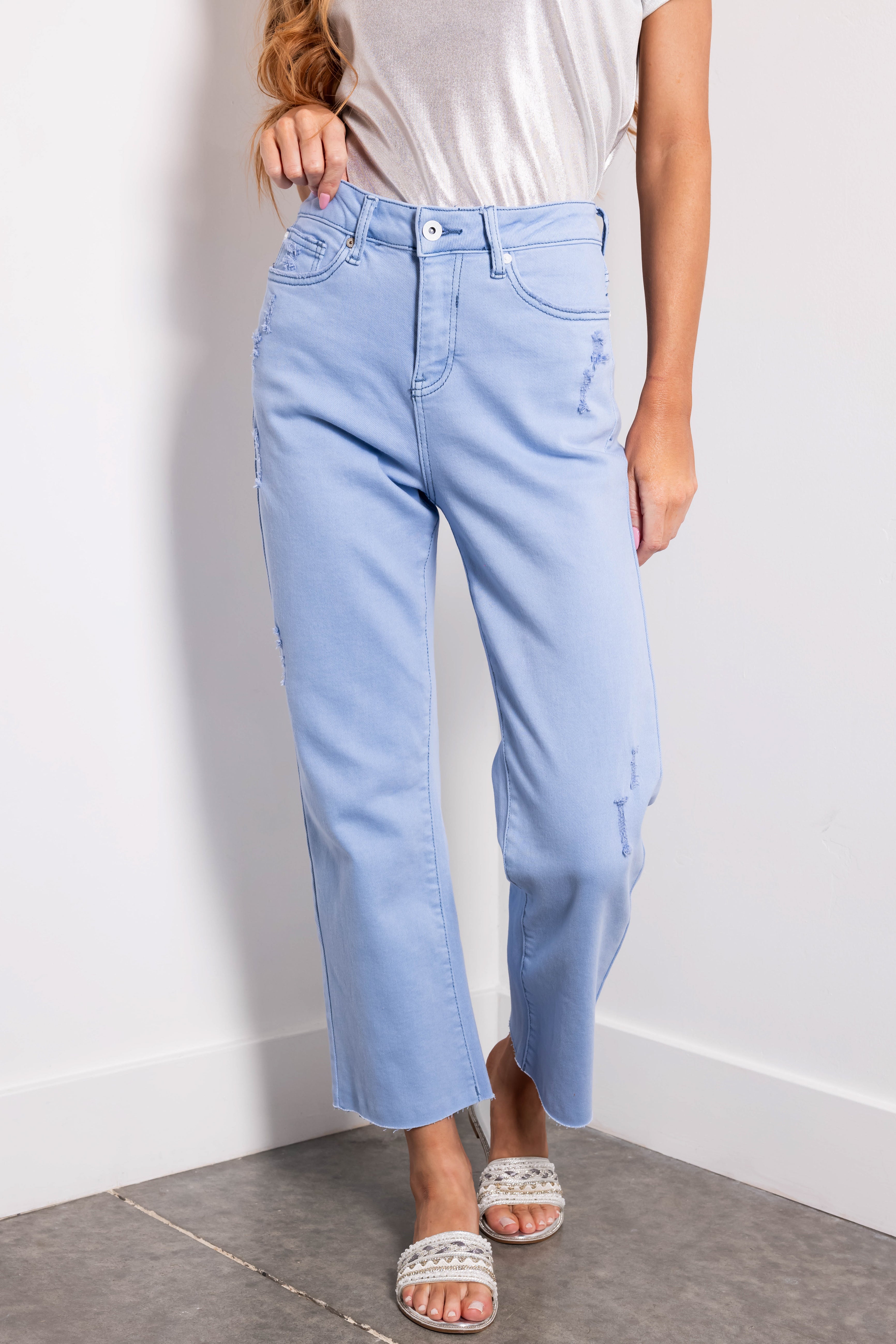 Special A Sky Blue High Rise Straight Leg Jeans