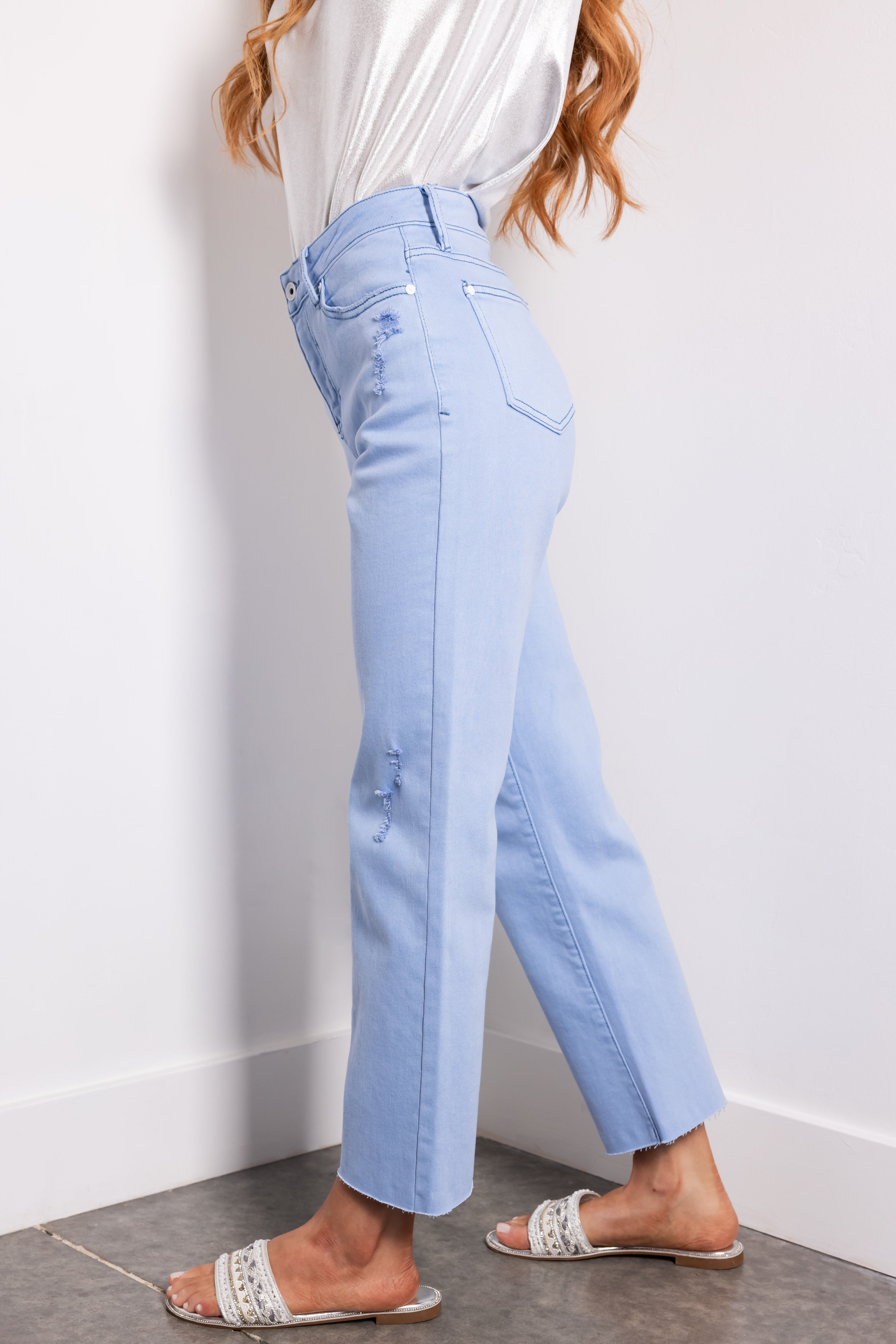 Special A Sky Blue High Rise Straight Leg Jeans