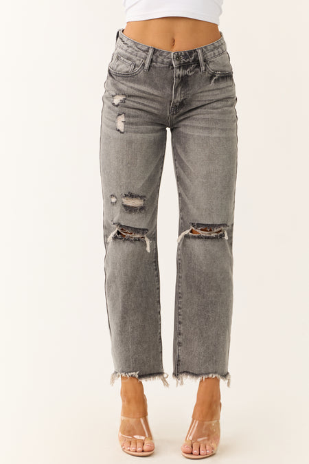 Special A Steel Distressed High Rise Mom Jeans