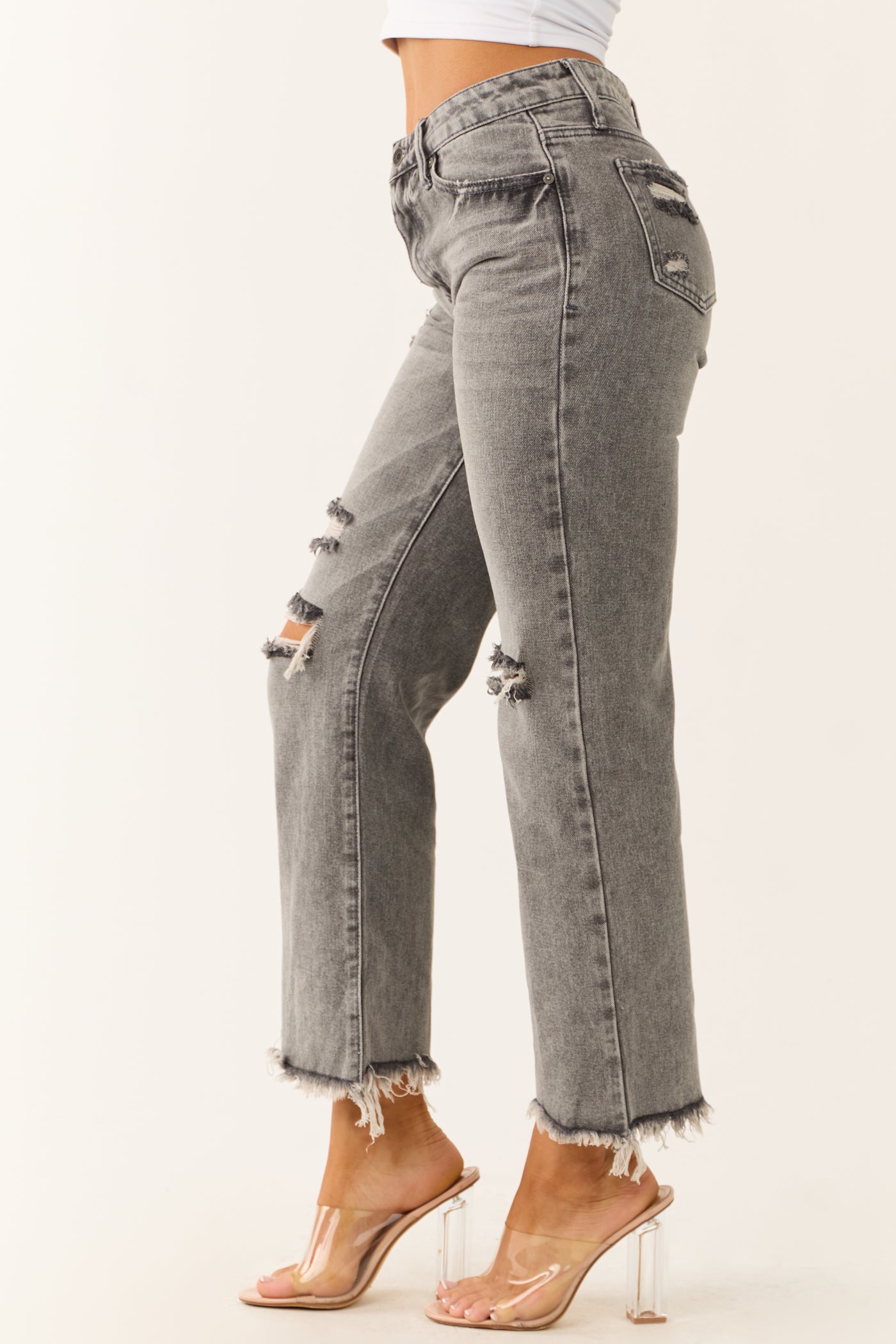 Special A Steel Distressed High Rise Mom Jeans