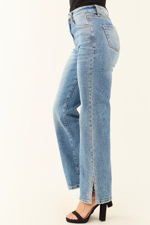 Special A Stretchy Straight Leg Rhinestone Jeans